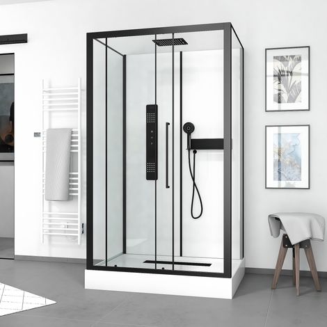 Dusche Komplett MARWELL Komplettdusche Fertigdusche White Rectangle 90 x 115 x 215 cm - Komplett Set inkl. Duschwanne und Armatur - Duschkabine mit Fronteinstieg und hochwertigem Aluminiumprofil (1/5)