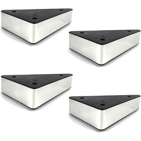 Verstellbare Schrankbeine, 4er-Pack, Möbelbeine aus Metall, minimalistisch, Couchtischfüße, Ersatz für TV-Schrankfüße, Sofafüße, Schrankfüße, Hockerfüße, Kunststoff + St-Triangle-Silber