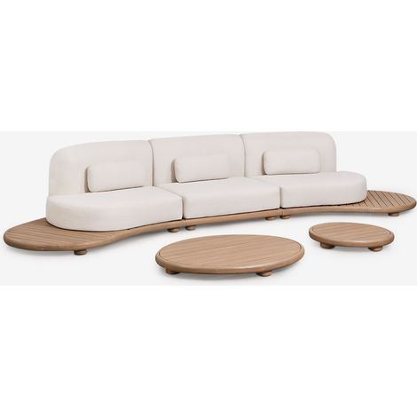 Set da giardino con divano modulare lineare a 3 pezzi e 2 tavolini in legno di acacia Gerard SKLUM             (1/5)