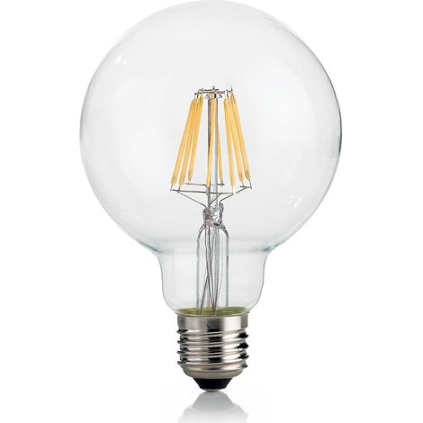 LAMPADINA ATTACCO E27 IN VETRO GLOBO TRASPARENTE 8 W 1100 lm 3000 K D095