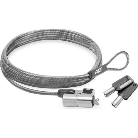 CAVO LUCCHETTO SICUREZZA NOTEBOOK 2MT CHIUSURA CON CHIAVE (1/3)
