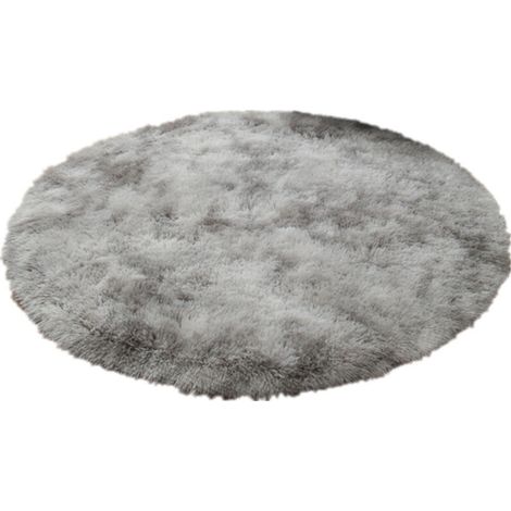 Tapis rond, shaggy, moderne, pour salon, chambre, salle à manger ou chambre d'enfant, tapis de sol confortable et antidérapant (teinté gris clair, 140 cm x 140 cm)