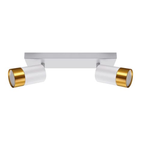 Lámpara de pared decorativa blanca y dorada con foco móvil tipo trombón, 2 bombillas GU10, 35 W, IP20, Ideus 04124