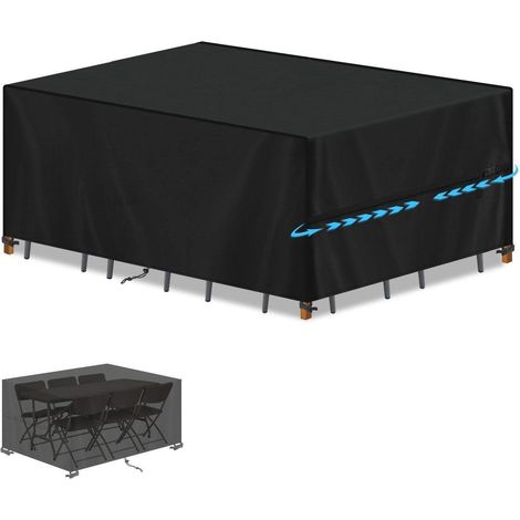 Gartenmöbel Abdeckung 160x100x75cm Wasserdicht UV-Beständig 420D Oxford Schwarz (1/5)
