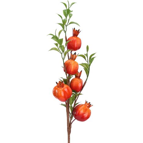 Artificial Pomegranate Branch With Red Fruit And Green Leaves, Simulated Decor For Home (1/3)