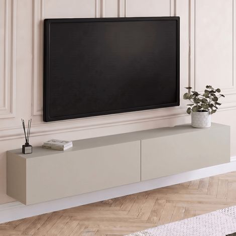 Mueble TV suspendido ELIO 180 cm 2 puertas beige (1/5)