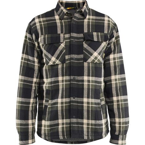 Chemise de travail flanelle doublée en polaire 4704 Vert forêt/Noir XXL