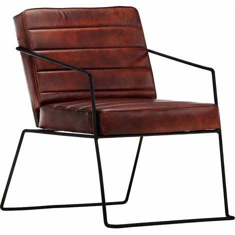 Fauteuil-Chaise de relaxation-Fauteuil Relax Marron foncé Cuir véritable 557608 (1/5)