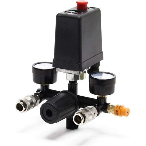 Régulateur de pression avec pressostat pour compresseur Pressostat 2 afficheurs Valve de sécurité (1/5)