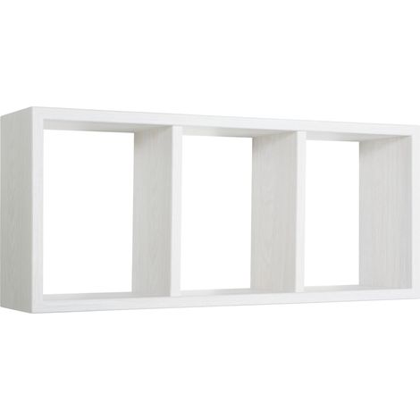 Mensola cubo 3 scomparti scaffale rovere sbiancato soggiorno salotto camera moderno Tristano (1/5)