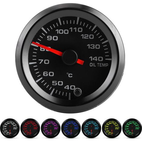 Jauge de température d'huile 2in 12V 40-140 ℃ Affichage 7 couleurs rétro-éclairage avec capteur universel pour voiture.