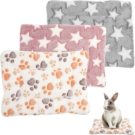 Lot de 3 lits en polaire moelleuse pour lapin, cochon d'Inde, lit pour lapin, écureuil, hamster 32 × 25 cm (1/5)