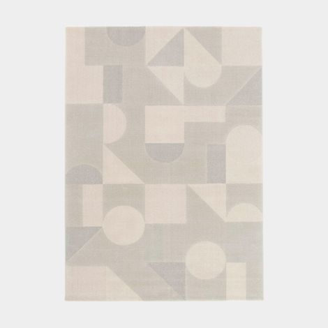 Tapis intérieur géométrique - Bauhaus - Gris et beige naturel - 120 x 170 cm (1/5)