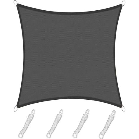 Toldo Vela Cuadrado 4x4m, Tela Parasol Impermeable y Resistente, para Patio Jardín Terraza, Color Grafito (1/5)