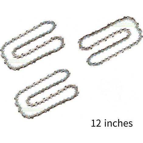 Lot de 3 Chaîne de Tronçonneuse pour Guide-Chaîne de 12" (30 cm), 45 Maillons d'Entraînement, Compatibles avec Dolmar, Echo, Bosch, Einhell et ,de DEBUNS (1/4)