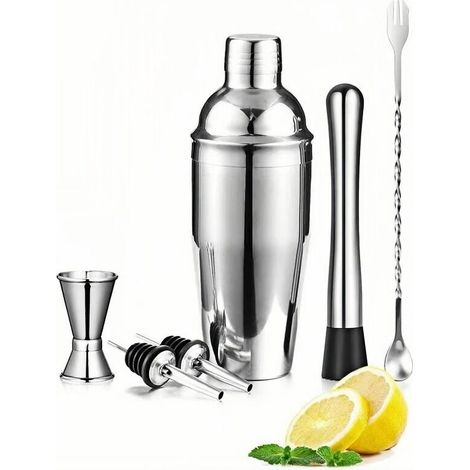 Shaker A Cocktails - Acero Inoxidable 304 - 750 Ml - Para Preparacion Casera De Bebidas - Kit 6 Piezas (1/5)