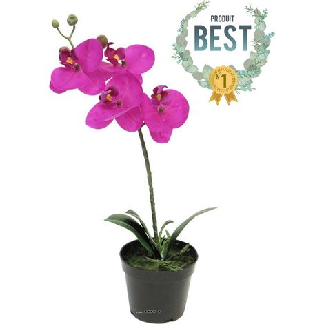 Orchidée Phalaenopsis factice Top Qualité & pot H35cm Rose fushia-BEST - dimhaut: H 35 cm - couleur: Rose fushia 730