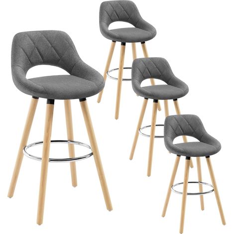 WOLTU  Bar Stools Set of 4 Breakfast Counter Chairs Modern High Stools for Kitchen Home Bar Restaurant, Dark Grey (1/5)