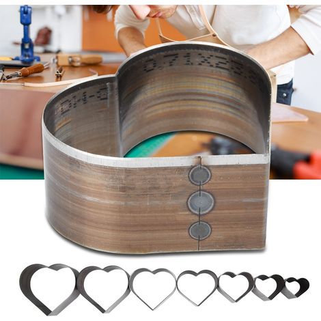 7 pièces Emporte-pièces Cœur pour Cuir DIY, Taille 20-50mm, Découpe Créative (1/4)