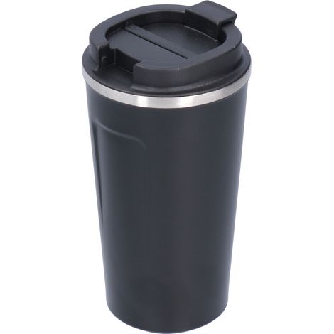 Mug isotherme 510 ml en acier inoxydable, noir, idéal pour le bureau, les voyages, les loisirs et la voiture. (1/5)