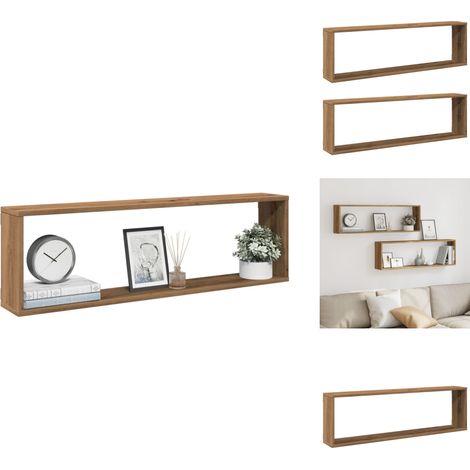 Étagères cube murales 2 pcs chêne artisanal bois ingénierie - Étagère Murale Cube - Étagères Murales Cube - Stockage En Forme De Cube - Étagère En Forme De Cube (1/5)