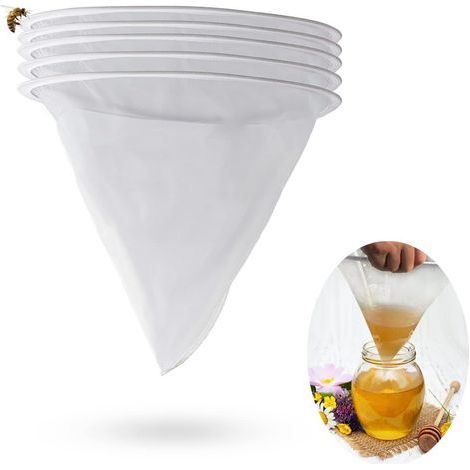 Filtre de maille de miel d'abeille de 5 pièces Filtre de maille de nylon de cuisine Filtre de maille de 5 gals Filtre de seau de miel Sacs de filtre d'équipement d'apiaire Outil d'extraction (1/5)
