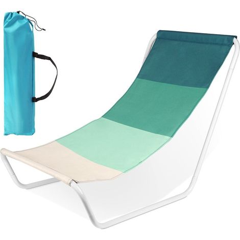 Chaise longue pliante avec structure en métal et sac de transport