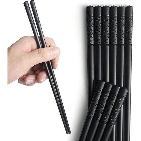 5 paires baguettes japonaises, 24 cm, fibre de verre, lave-vaisselle, design antidérapant, motif ondulé minimaliste (1/5)