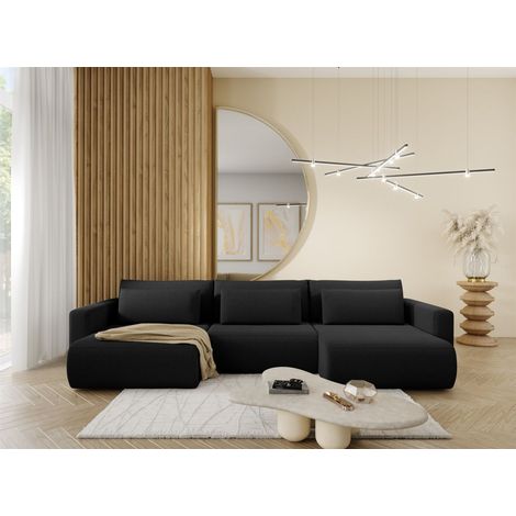 Wohnlandschaft Sofa mit Schlaffunktion CHAIRA Stoff Curio Schwarz (1/3)