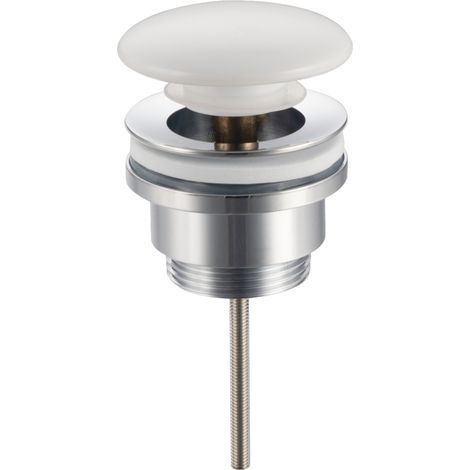 Bonde de lavabo en laiton Click-Clack modèle D universelle pour lavabo 1/4 de pouce avec tête en céramique blanche
