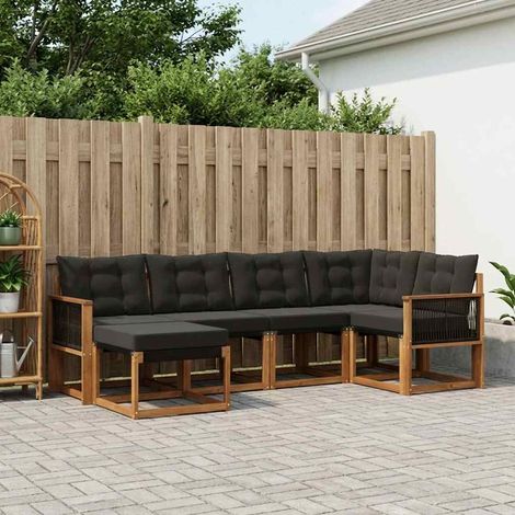 Teenpull – Outdoor-Sofagarnitur 6 Stk. Natürlich und Schwarz (1/5)