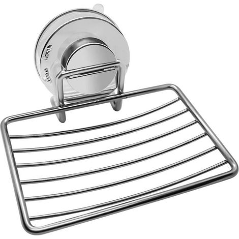 1 Pack Suction Cup Soap Dish 304 Stainless Steel Soap Holder Sponge Holder Durable Storage Tray for Bathroom and Kitchen No Drilling,Silver (1/5)