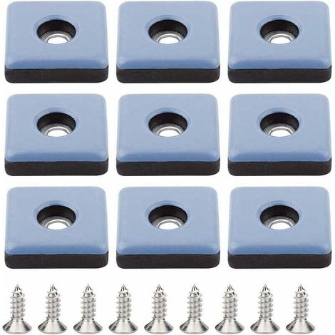 GU.B/bon Möbelgleiter, 24 Stück, 25 mm Teflon (PTFE)-Gleiter für Stuhlbeine, mit Schrauben, quadratische Gleiter für Stühle und Schreibtische