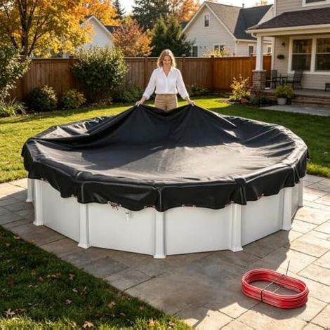Housse de Piscine Ronde Résistante UV Antipoussière Imperméable Pliable (1/5)