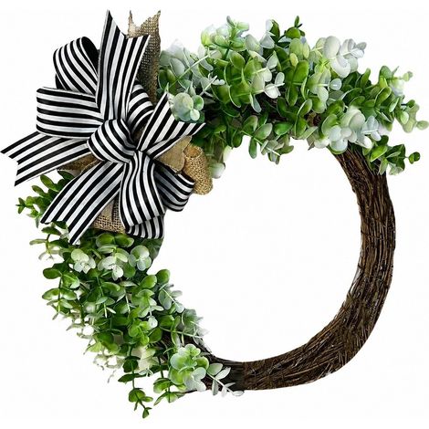 Couronne d'eucalyptus avec nœud, 26 lettres AZ, décoration de porte d'entrée