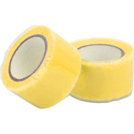 Lot de 2 rubans adhésifs isolants en silicone auto-adhésifs et étanches, pour la réparation de tuyaux d'eau (jaune). (1/5)