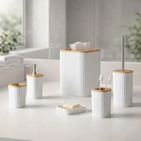 Set 5 accessori bagno d'appoggio Show Feridras bianco