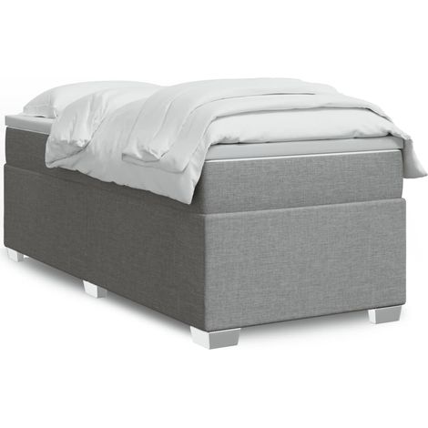 Boxspringbett mit Matratze Hellgrau 100x200 cm Stoff