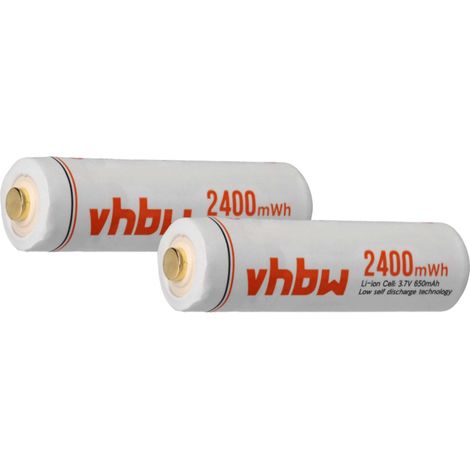 vhbw Batería recargables AA Mignon (AA) 2 unidades para diversos dispositivos - Batería recargable, 650 mAh, 3,7 V, Li-Ion (1/5)