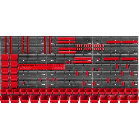 KADAX Werkstattwandregal, Wandplatten, 174 x 78 cm, Rot, 110 tlg.