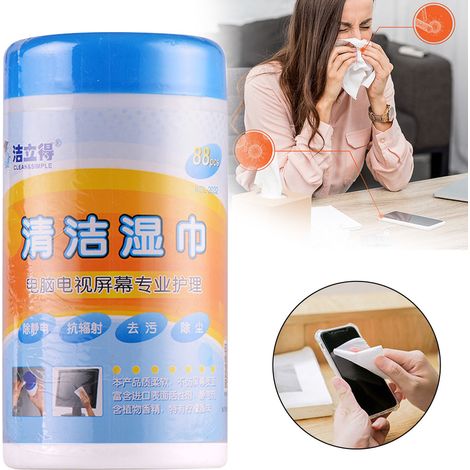 Lingettes nettoyantes pour écrans LCD, mouchoirs en papier, produits nettoyants pour moniteurs d'ordinateurs portables, téléviseurs LCD, ordinateurs et iPads. (1/4)