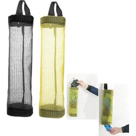 3 pcs Distributeur de sacs Poubelle pour Cuisine, Organisateur Suspendu à Mailles Pliantes (1/5)
