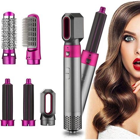 Outil de coiffure professionnel 5 en 1 Sèchecheveux à séchage rapide avec barils de bouclage, brosse volumisante, brosse plate et embout de coiffage pour boucler, lisser et lisser (1/4)