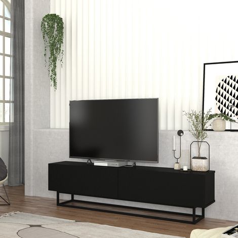 TV-Lowboard Nolven kurzes Gestell 180x32x47 cm Schwarz [en.casa]
