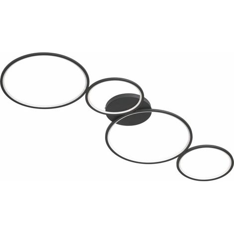 Plafonnier LED moderne à anneaux noirs mats 37W dimmable VELON Trio (1/2)