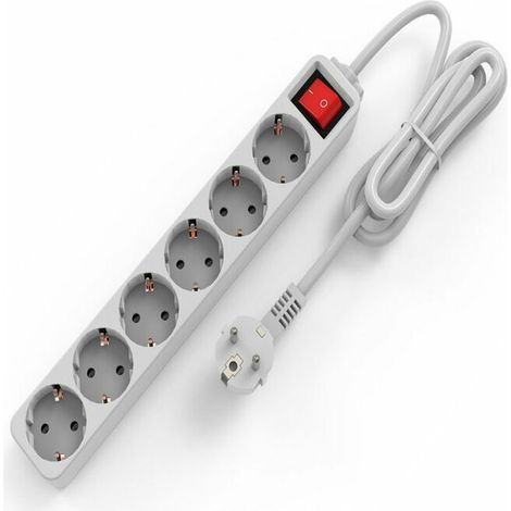 Multiprise Electrique Chargeur/Parafoudre et Surtension 6 Prises Bloc Multiprises Secteur 1.5M Blanc