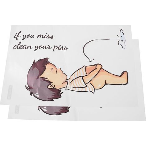 2 hojas de pegatinas para el inodoro con el mensaje humorístico "Apunta / Limpia tu pipí", para el entrenamiento para ir al baño. (1/5)