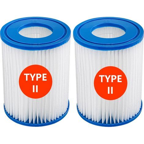 Lot de 2 filtres de piscine compatibles avec les cartouches de type II, filtres de rechange pour spas compatibles avec la pompe de filtration Lay-Z-Spa (1/5)