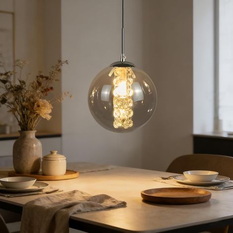 Suspension en verre Lampe suspendue 1 flamme Moderne Gris fumé Lampe (1/5)