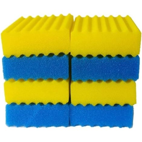 Filtro para estanques, Espuma para filtro de estanques, Apto para CBF, 350B, 4 Espuma azul gruesa + 4 Espuma amarilla fina), 23 20 8 cm (1/5)